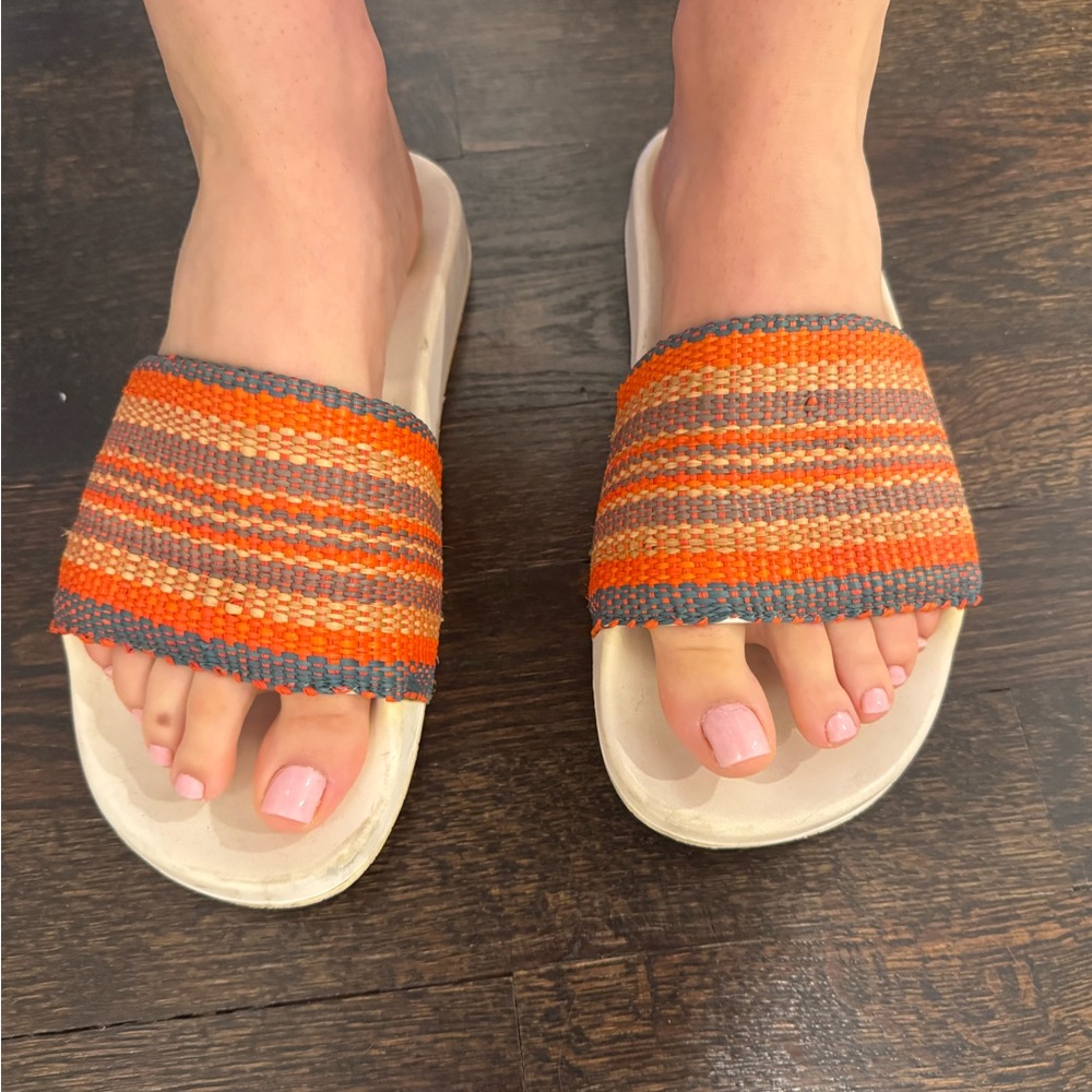 Zimmermann Woven Raffia Pool Slides Size 38